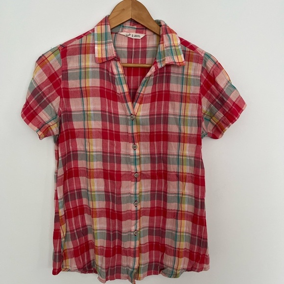 Woolrich pink Plaid short sleeves Button-Up Shirt size medium - Picture 2 of 5